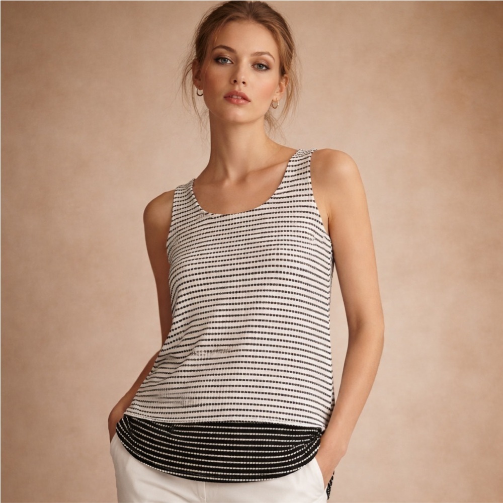 Alfani Black and White Polka Dot Sleeveless Blouse Size M